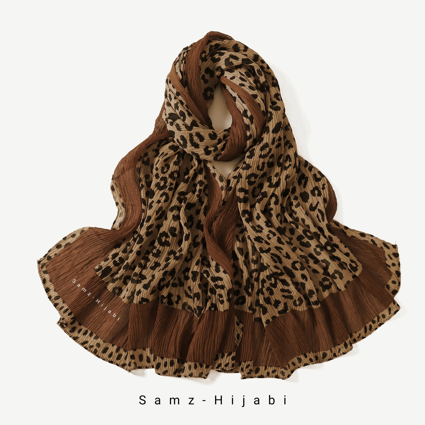Leopard Crinkle Lawn Hijab (Hazel Brown)