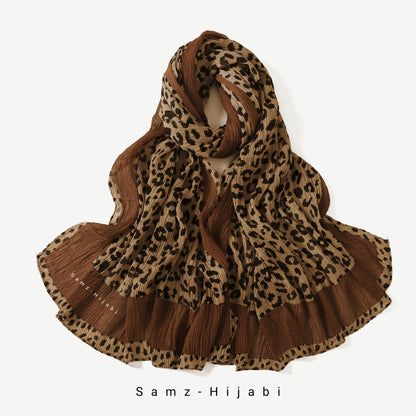 Leopard Crinkle Lawn Hijab (Hazel Brown)