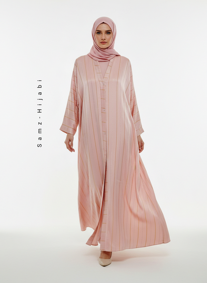 Lumina Shimmer Abaya (Soft Peach)