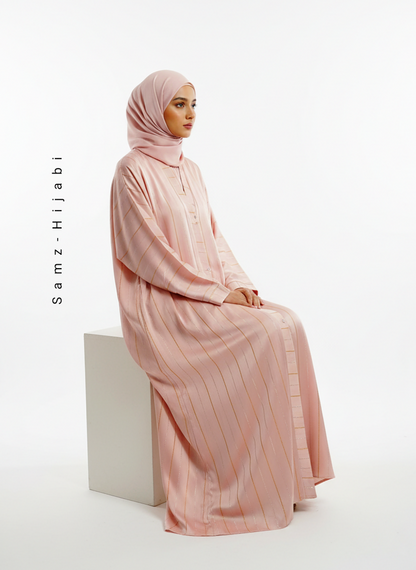 Lumina Shimmer Abaya (Soft Peach)