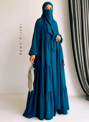 Majestic Tripal Frill Abaya (Zinc)
