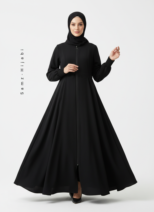 Kiswah Black Zipper Abaya