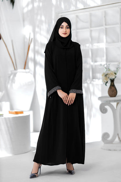 Black Indigo Abaya With Hijab