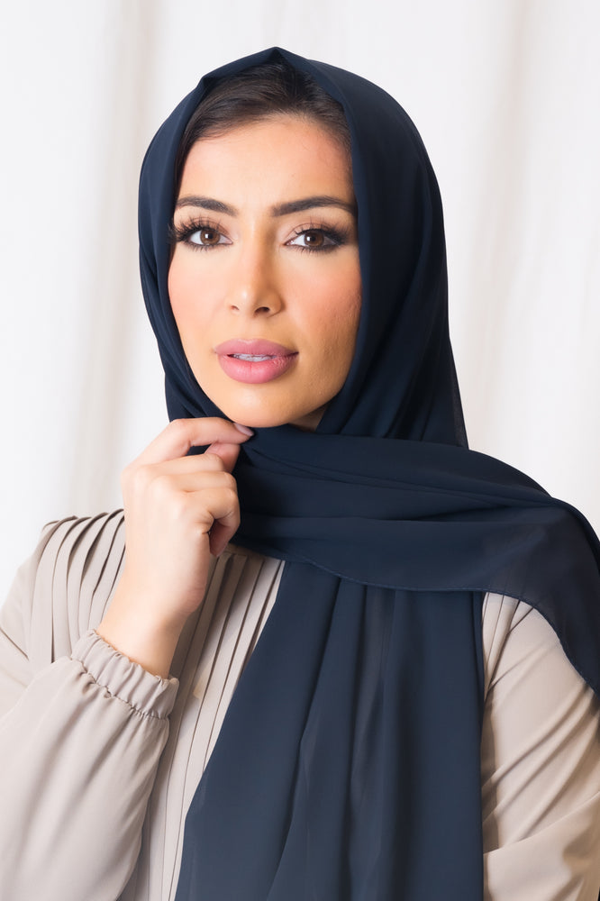 Chiffon Georgette Hijab - Charcoal Navy