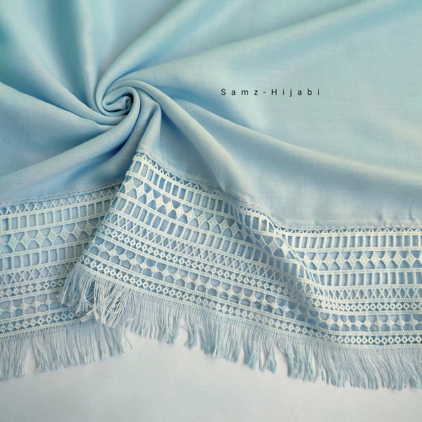 Lace-Edges Hijab - Sky