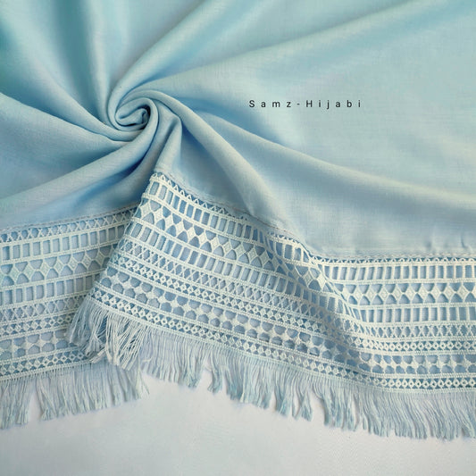 Lace-Edges Hijab - Sky