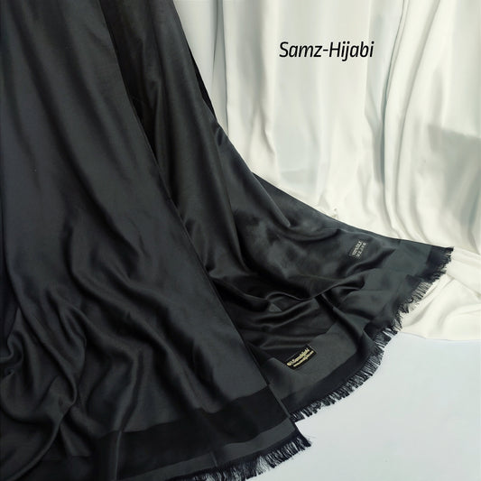 Satin Silk Dual Tone Hijab-Black