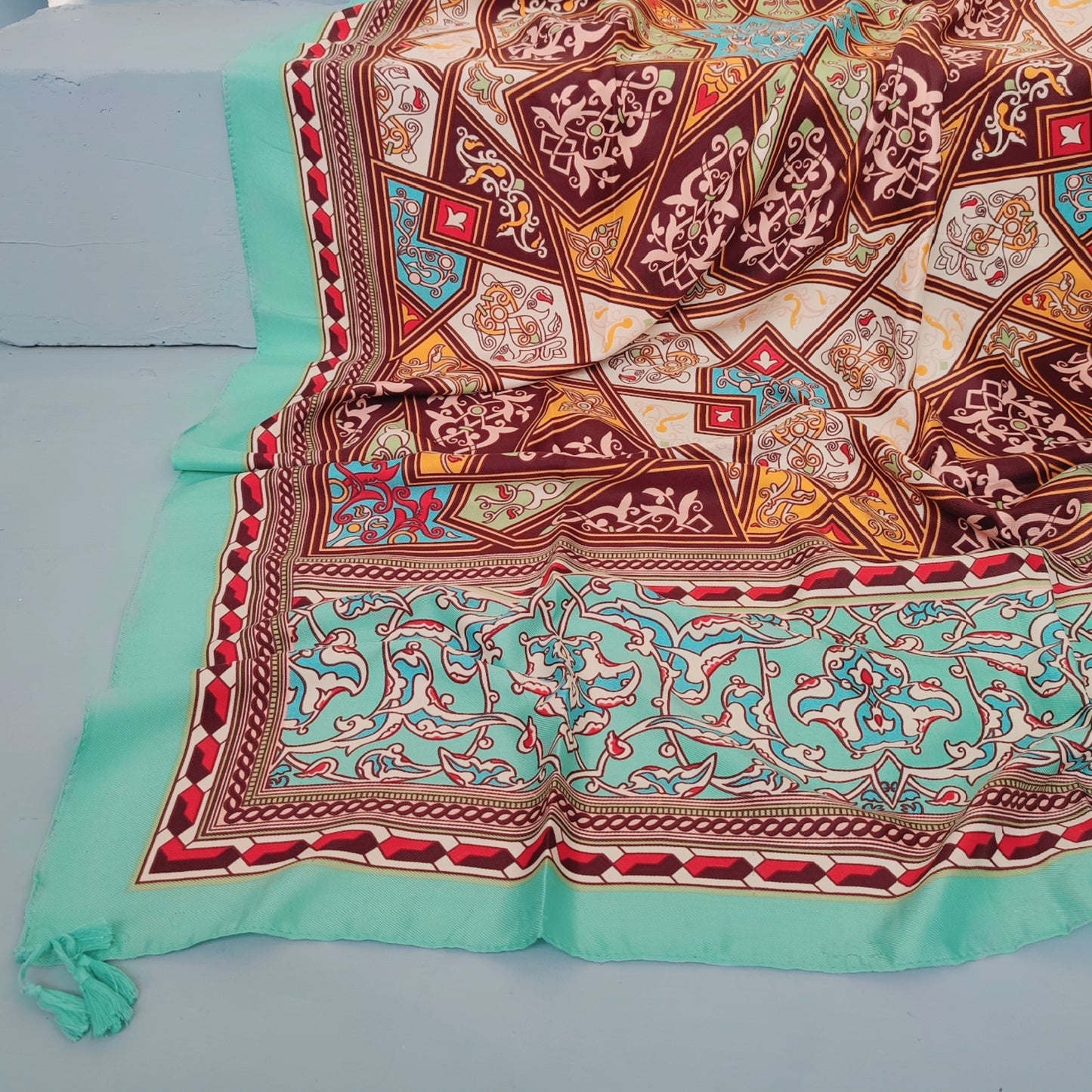 Ethnic Winter Hijab - Sea Green