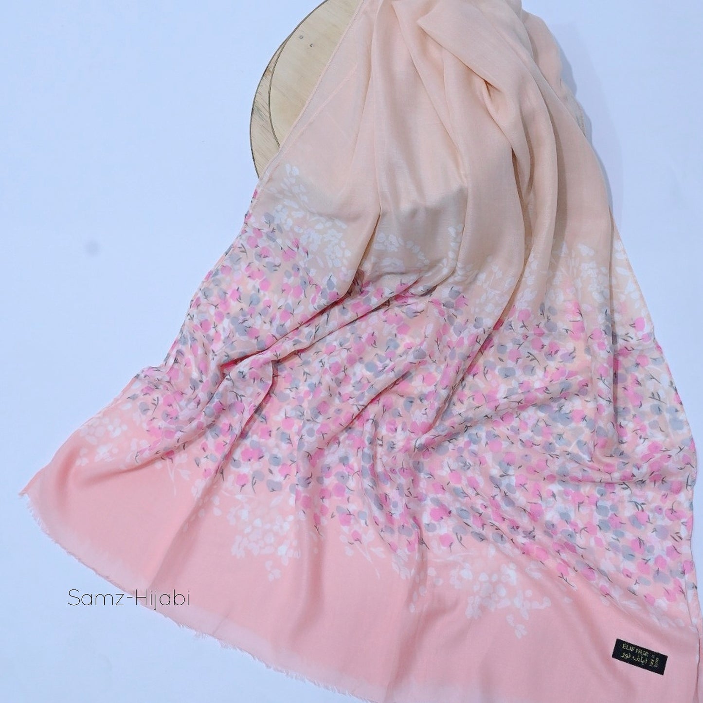 Floral Splash Printed Lawn Hijab-peach