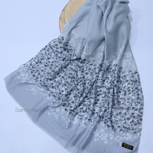 Floral Splash Printed Lawn Hijab-gray