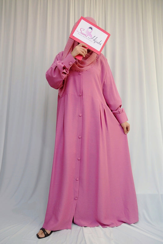 Zoom Nida Open Abaya -Pink