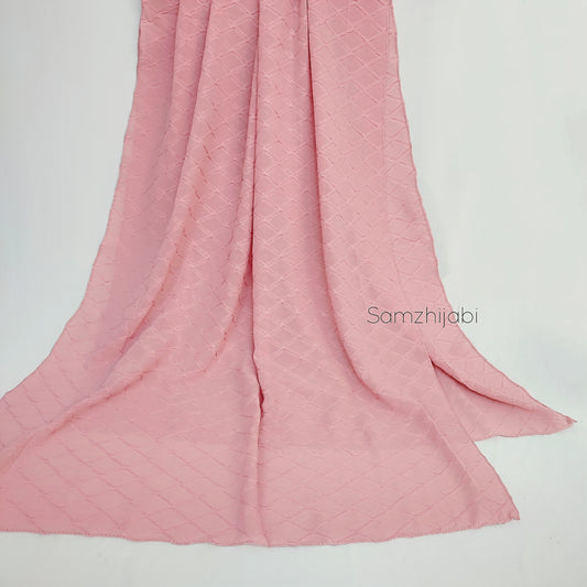 Diamond Cube Georgette Hijab Peachy Pink