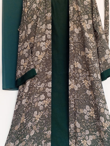 Riya attached Kimono Abaya- Dark Green