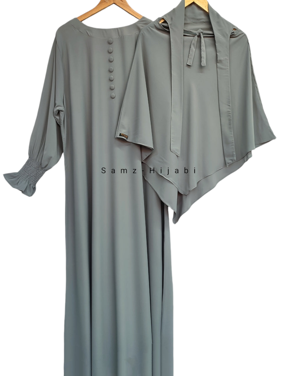 Single Layer Khimar+Abaya Set ( Silver)