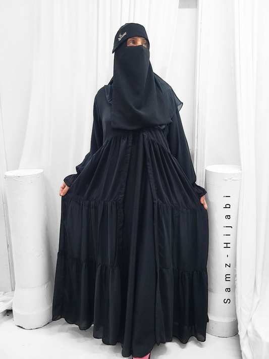 Separate Upper Frill Abaya- Black