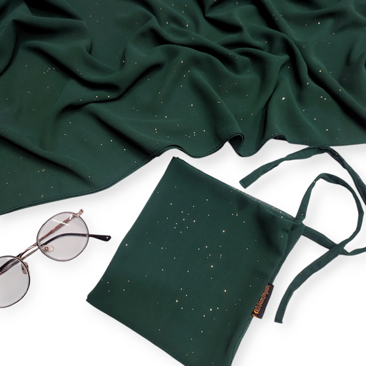 Sparkling Glitter Hijab Naqab Set Leaf Green