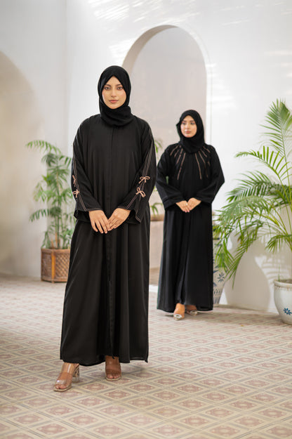 Elegant Black Abaya with Bow