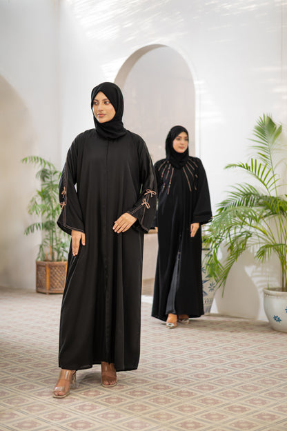 Elegant Black Abaya with Bow