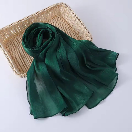 Organza Silk Hijab _Dark Green