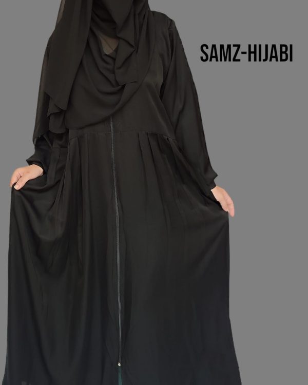 Zipper Frock Abaya - Black