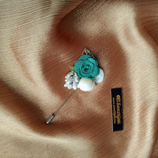 Floral Pearl Hijab Pins Turqoise