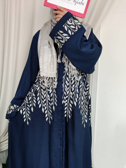 Leaf Art Embroidered Abaya