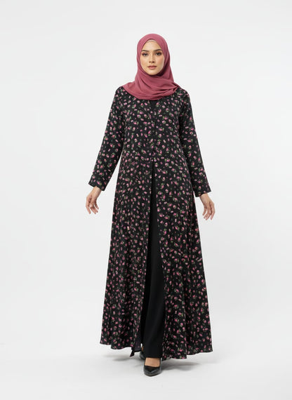 Printed Front Open Straight Abaya (05)