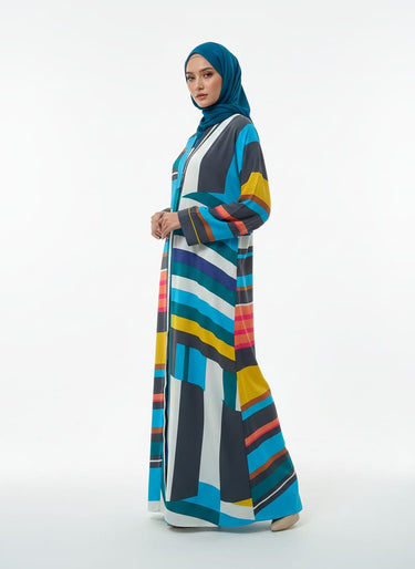 Printed Front Open Straight Abaya (04)