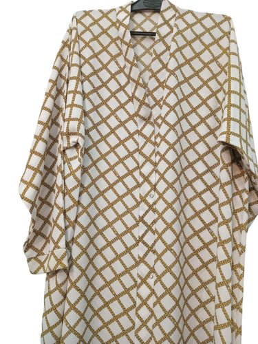 Printed Front Open Straight Abaya (02)