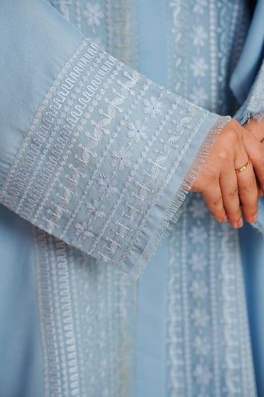 Balochi Style Embroidery Abaya Sky Blue