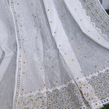 Pearl White Lace Hijab-Golden