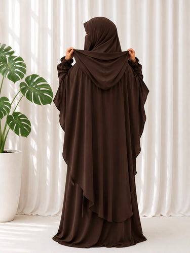 The Amira 4-Piece Hoodie Abaya Set (CHOCLATE BROWN)