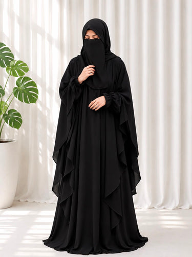 The Amira 4-Piece Hoodie Abaya Set (BLACK)
