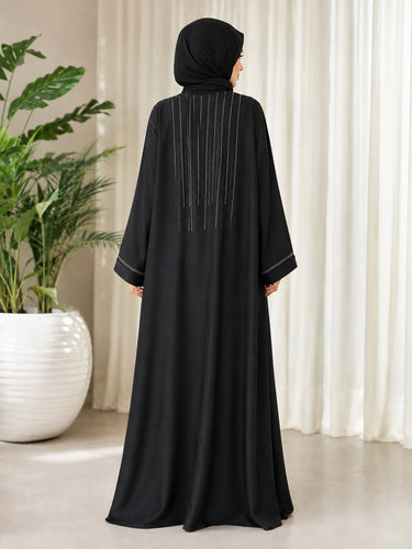 Shadow Line Black Abaya with Scarf