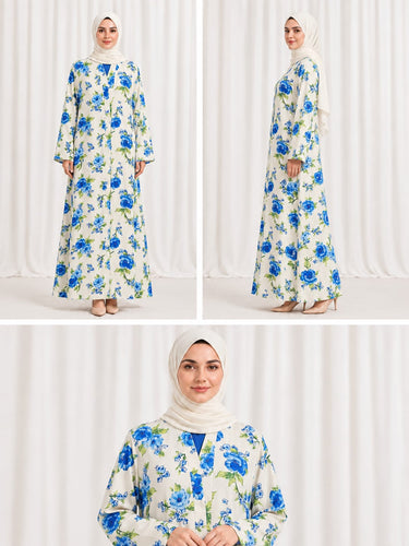 Printed Front Open Straight Abaya (14)