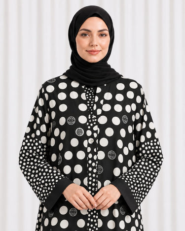 Printed Front Open Straight Abaya (11)