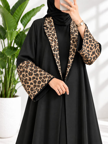 Leopard Print Coat Abaya