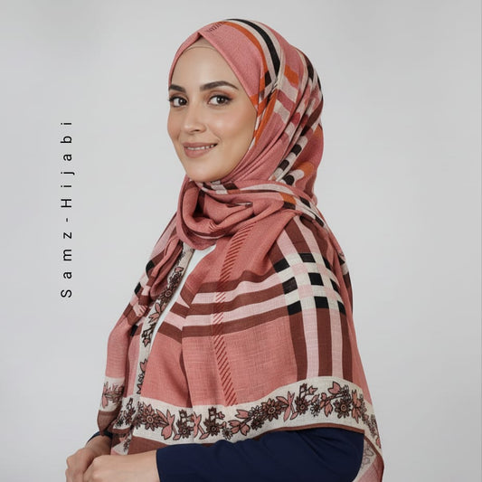 Check_ Grid Morrocon Hijab_ tea pink