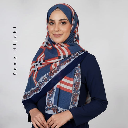 Check_ Grid Morrocon Hijab_Navy Blue