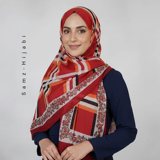 Check_ Grid Morrocon Hijab_ Red