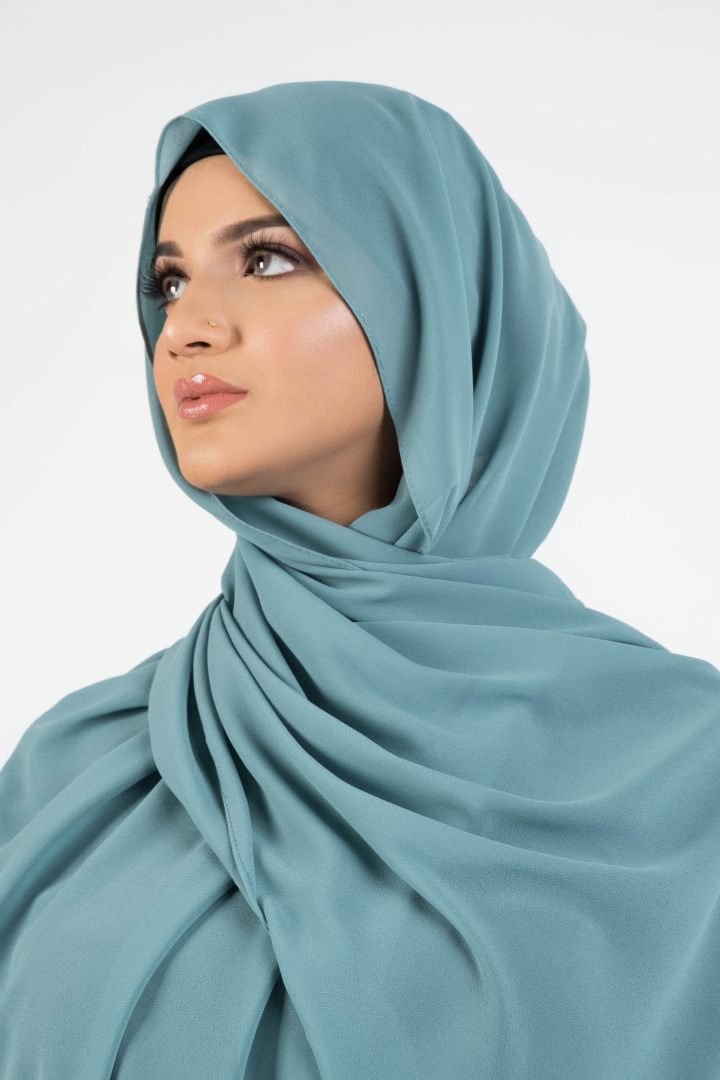 Chiffon Georgette Hijab - Aqua Blue