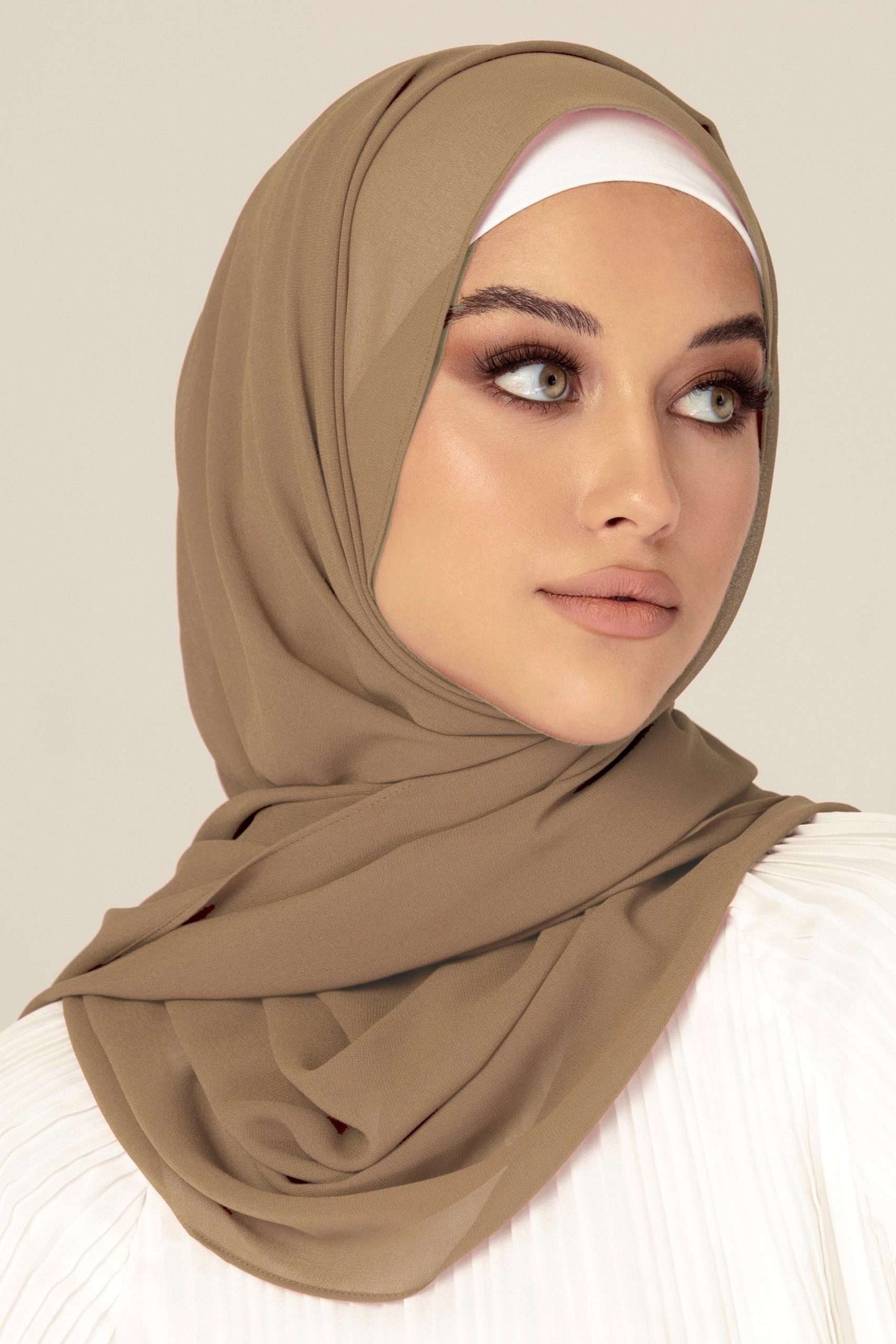 Chiffon Georgette Hijab - Khaki Dark