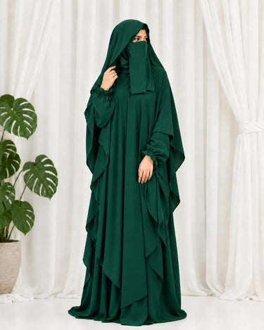 The Amira 4-Piece Hoodie Abaya Set (LEAF GREEN)