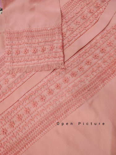 Balochi Style Embroidery Abaya Peach