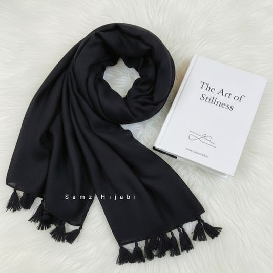 Tassel Lawn Hijab (Black)