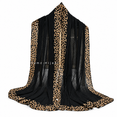 Cheetah - Crinkle Lawn Hijab Black