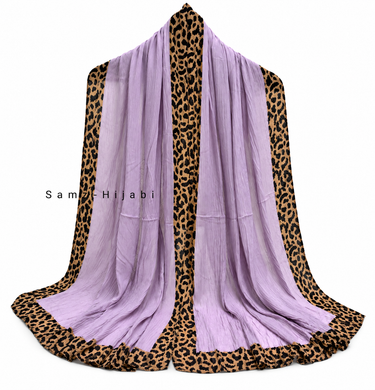 Cheetah - Crinkle Lawn  Hijab Lilac