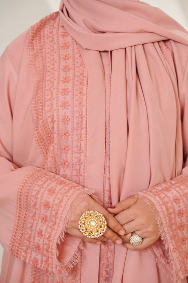 Balochi Style Embroidery Abaya Peach