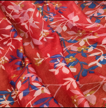 Breezy Lawn Hijab _ Red Printed Blue