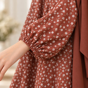 Rust Floral Flair Abaya with Hijab